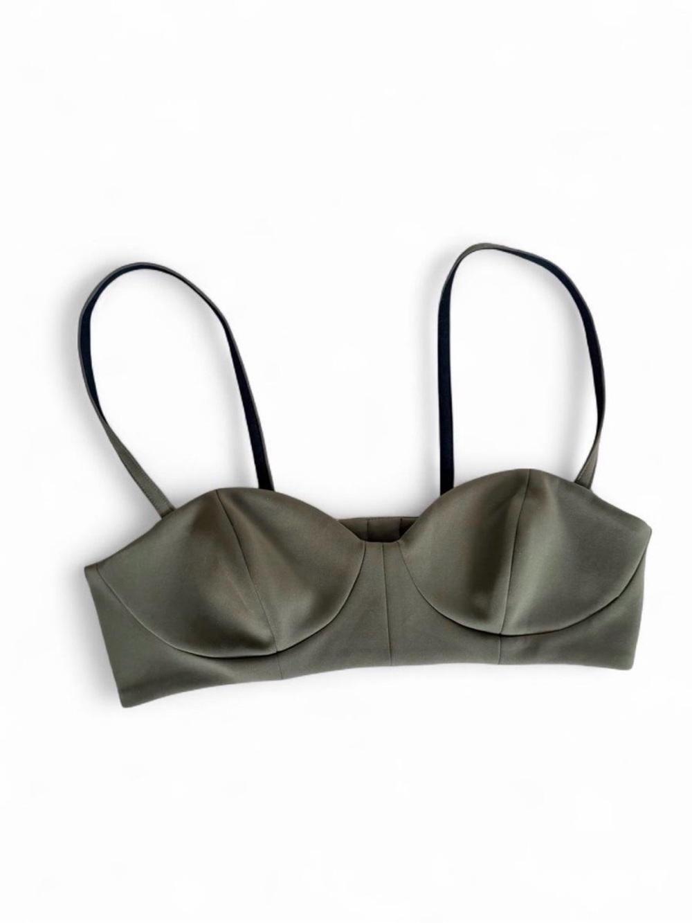 Dries Van Noten olive green stretchy bralette top size 40